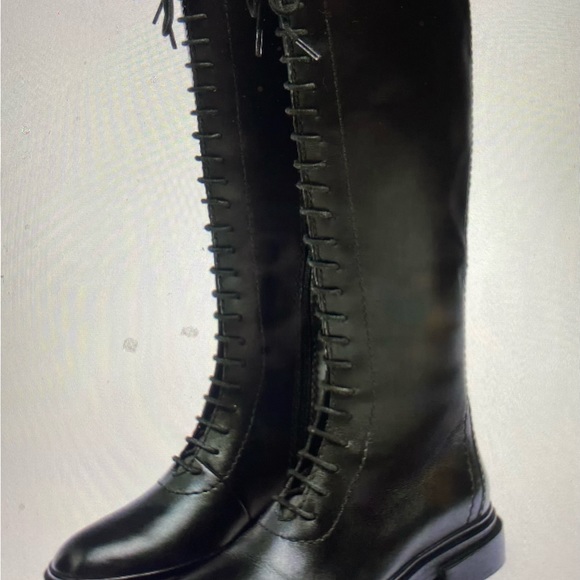 Zara Black Leather Knee High Boots NEW Sz 8 - Picture 2 of 8